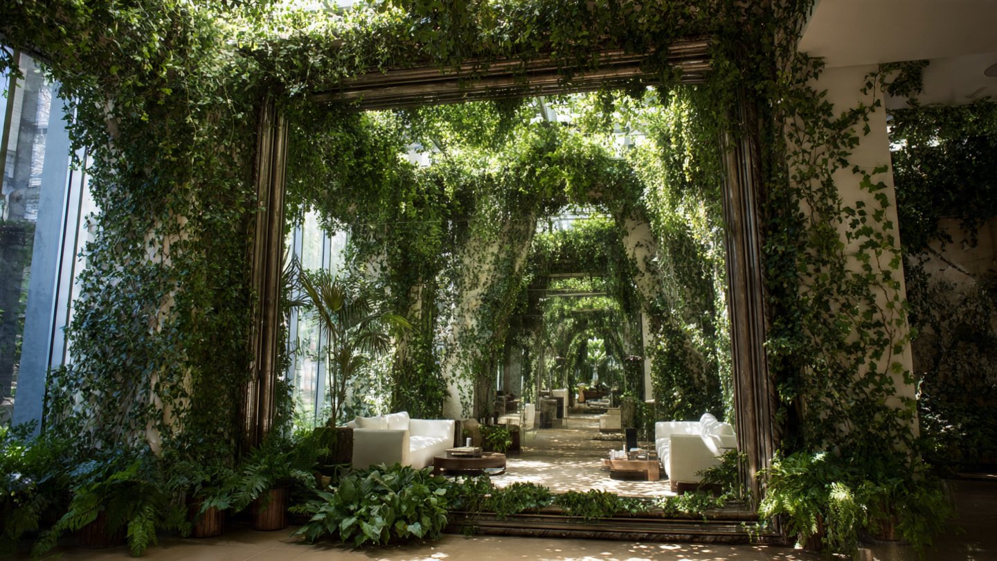 Can You Transform a Large Mirror with Creeping Green Vines for a Stunning Look?