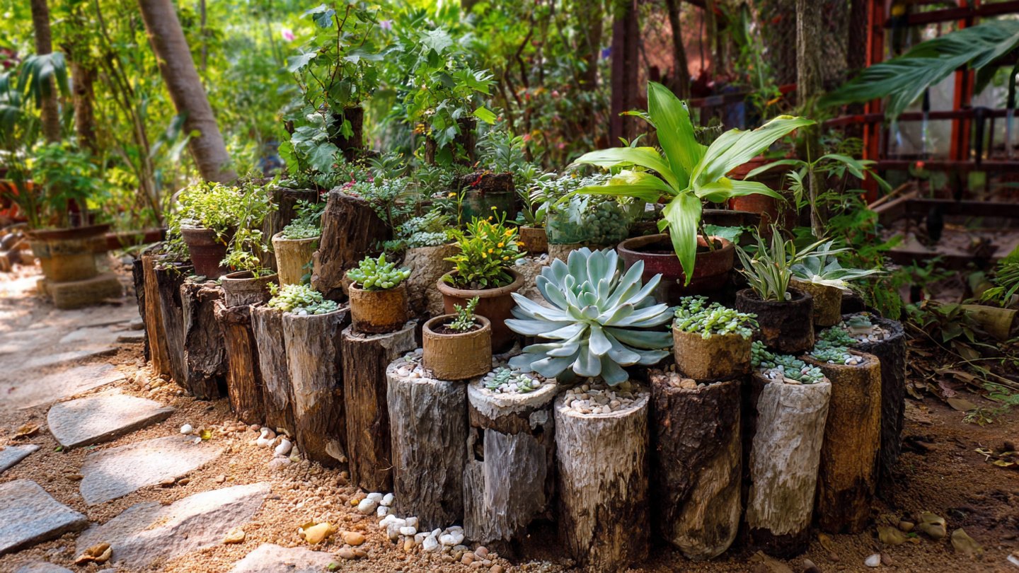 DIY Beautiful Garden from Dry Stump and Plastic Bottles: A Creative & Eco-Friendly Garden Makeover