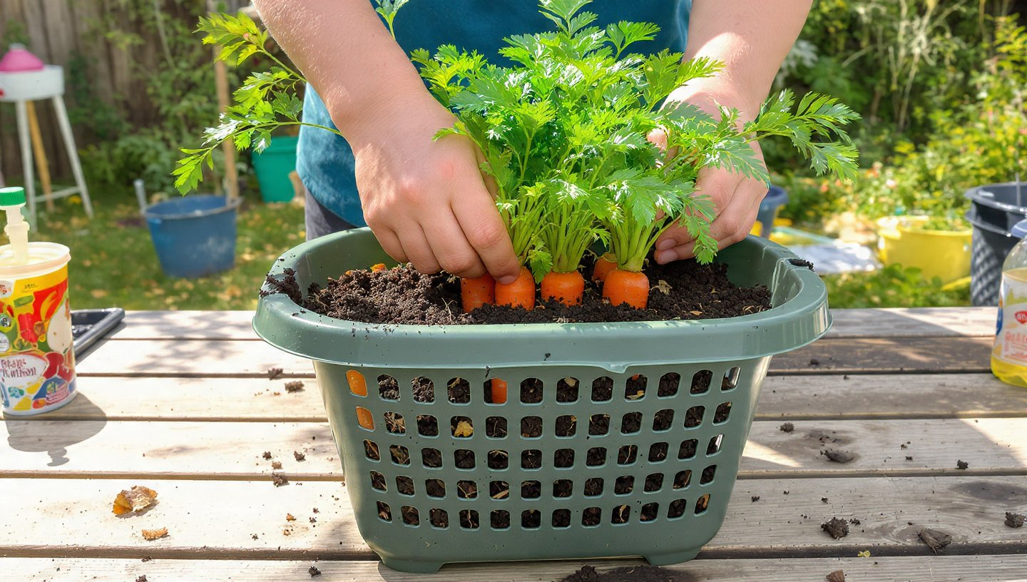 Got an Old Plastic Basket? Grow Carrots This Way!