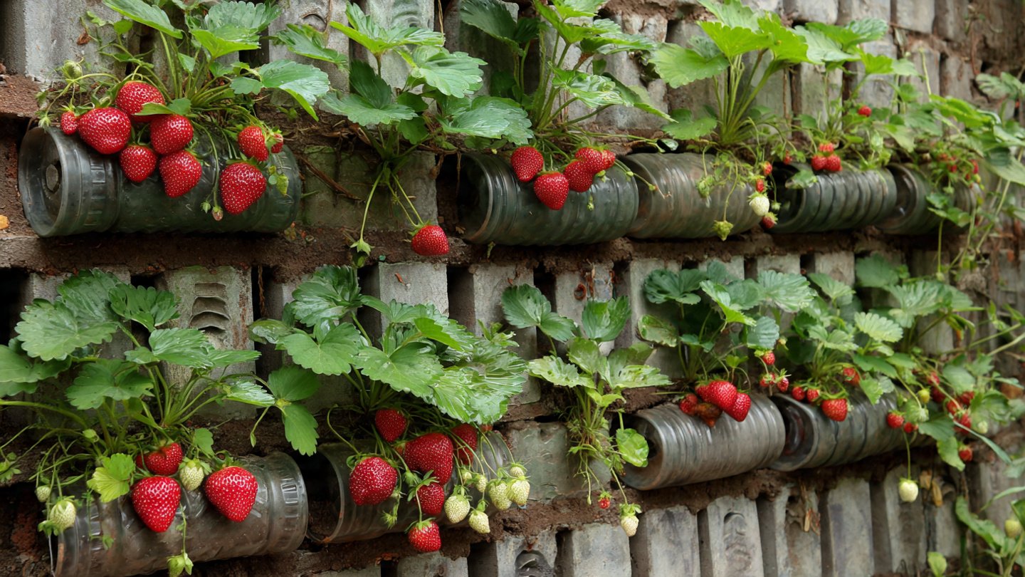 Grow Strawberries on Old Walls Using Plastic Bottles — Turn Your Space Into a Vertical Fruit Garden!
