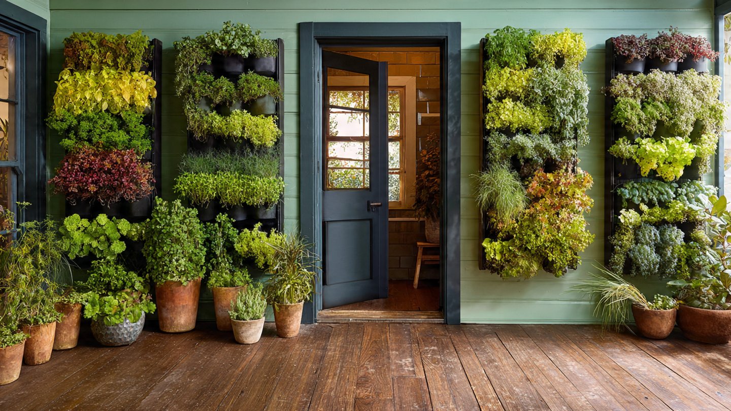 How Can You Create a Vertical Herb Garden on Your Sunny Kitchen Door?