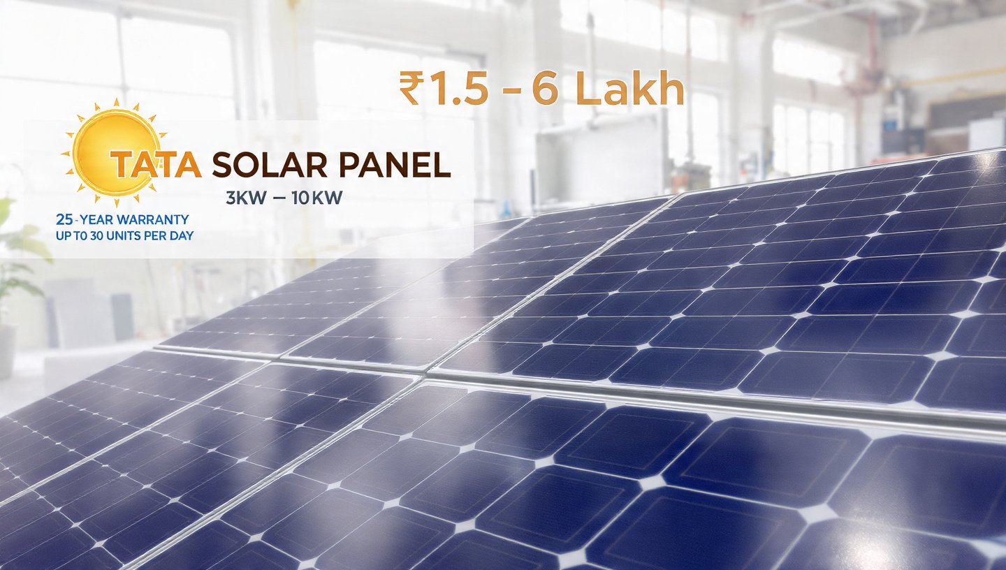 Tata Solar Panel 2026: 3kW–10kW System, ₹1.5–6 Lakh Price, 25-Year Warranty & Up to 30 Units/Day Output